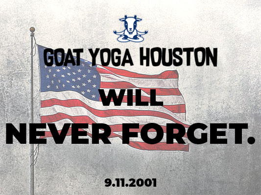 Goat Yoga Houston - 9/11 Never Forget